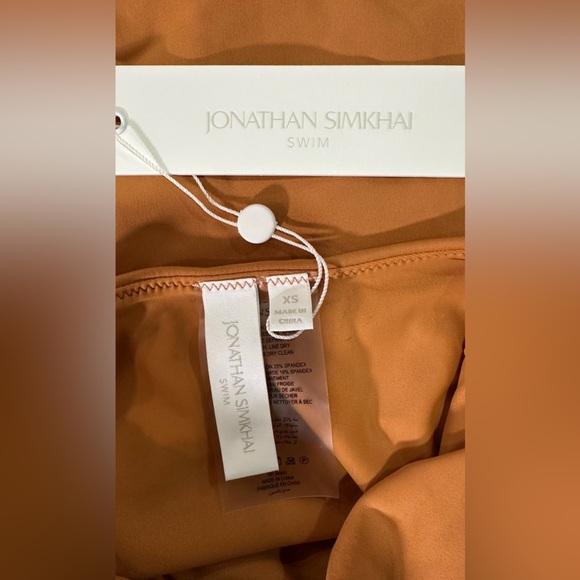 NWT Jonathan Simkhai Twilight Solid One Piece Swimsuit Terracotta Rust Brown XS - Picture 6 of 9